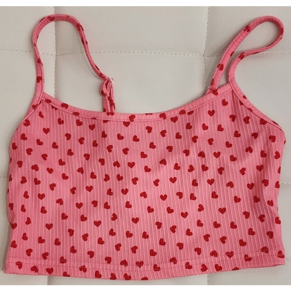 Heart Print Cropped Cami - S
